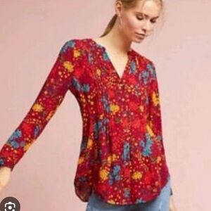 Anthropologie Maeve Floral Button Up Top